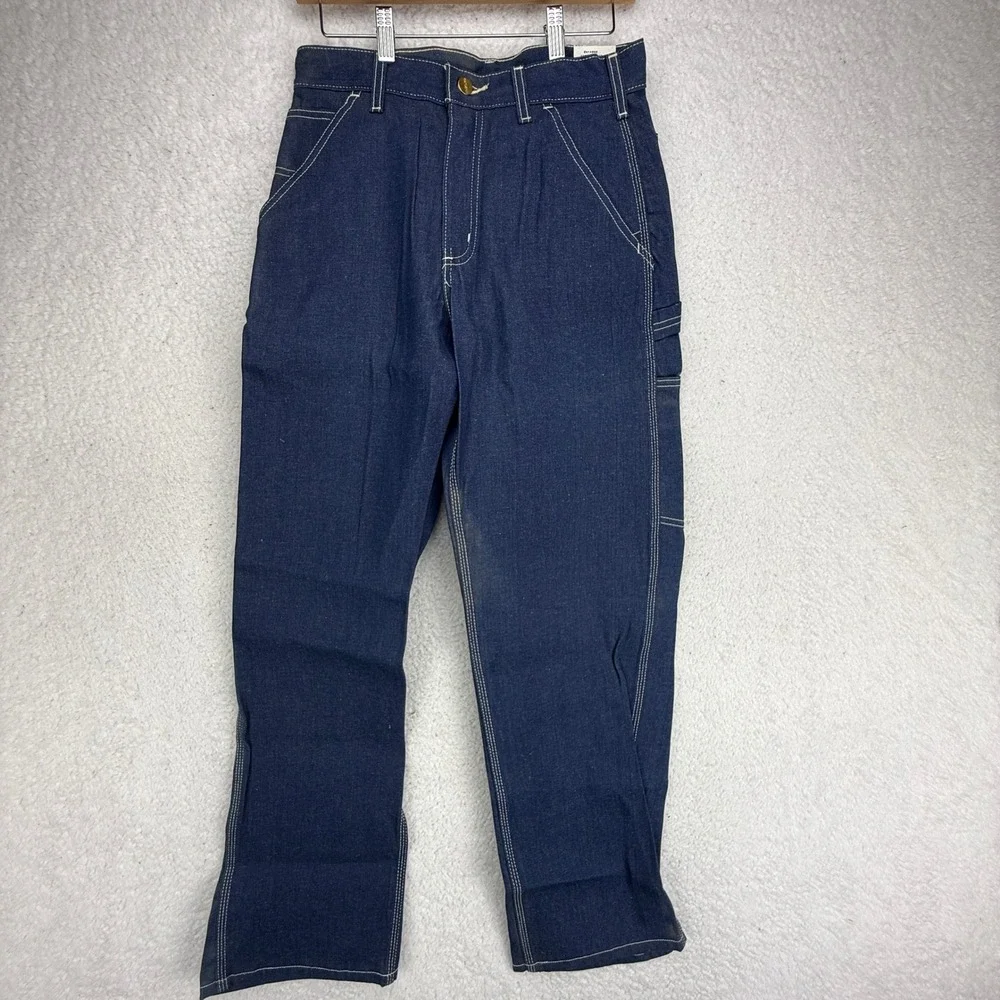 Carhartt B03 DNM Mens 28x30 Denim Work Dungaree Carpenter Jeans Dark Wash Blue
